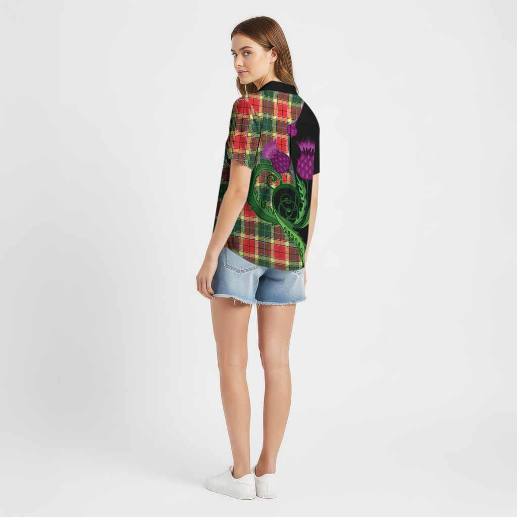 Gibson (Gibbs or Gibsone) Tartan Cotton Hawaiian Shirt Traditional Scottish Thistle