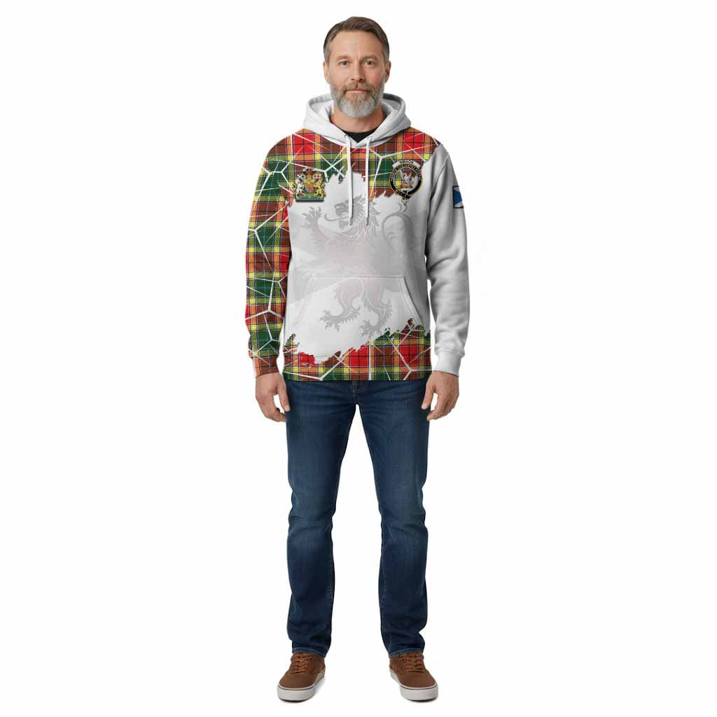 Gibson (Gibbs or Gibsone) Tartan Cotton Hoodie with Family Crest and Lion Rampant Grunge Style