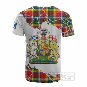 Gibson (Gibbs or Gibsone) Tartan Cotton T-shirt with Family Crest and Lion Rampant Grunge Style