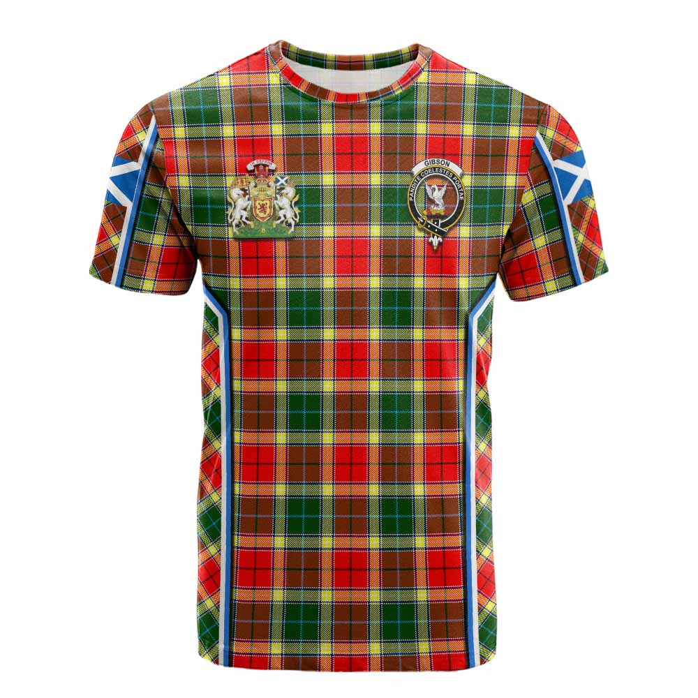 Gibson (Gibbs or Gibsone) Tartan Crest Cotton T-shirt Scotland Coat of Arm Flag Style - Tartan Vibes Clothing