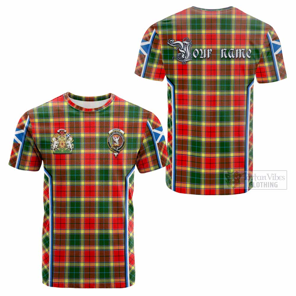 Gibson (Gibbs or Gibsone) Tartan Crest Cotton T-shirt Scotland Coat of Arm Flag Style - Tartan Vibes Clothing