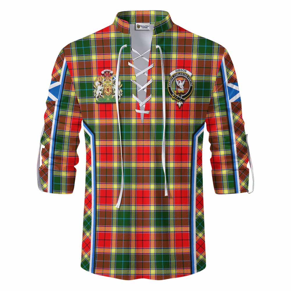 Gibson (Gibbs or Gibsone) Tartan Crest Ghillie Kilt Shirt Scotland Coat of Arm Flag Style - Tartan Vibes Clothing