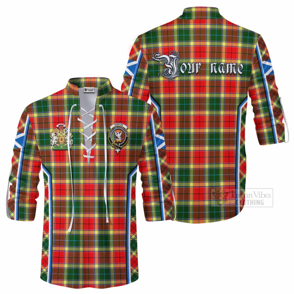Gibson (Gibbs or Gibsone) Tartan Crest Ghillie Kilt Shirt Scotland Coat of Arm Flag Style - Tartan Vibes Clothing