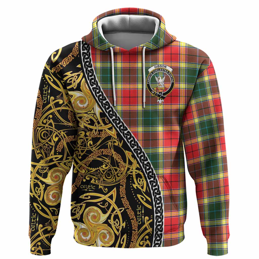 Gibson (Gibbs or Gibsone) Tartan Crest Hoodie Celtic Knot and Triple Trickle Spiral Symbols