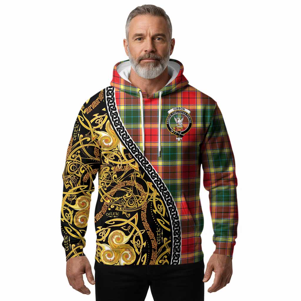 Gibson (Gibbs or Gibsone) Tartan Crest Hoodie Celtic Knot and Triple Trickle Spiral Symbols