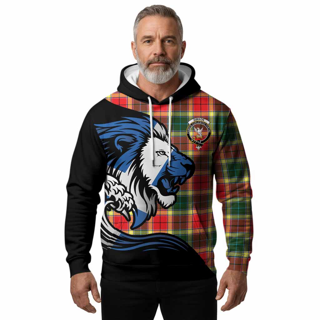 Gibson (Gibbs or Gibsone) Tartan Crest Hoodie Scottish Golden Lions Wave Flow
