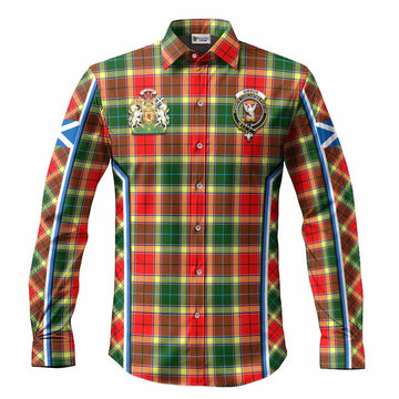 Gibson (Gibbs or Gibsone) Tartan Crest Long Sleeve Button Shirts Scotland Coat of Arm Flag Style - Tartan Vibes Clothing