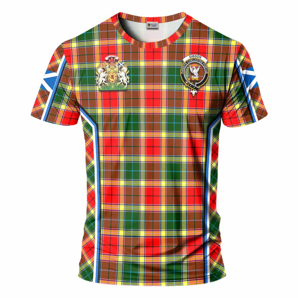 Gibson (Gibbs or Gibsone) Tartan Crest T-shirt Scotland Coat of Arm Flag Style - Tartan Vibes Clothing