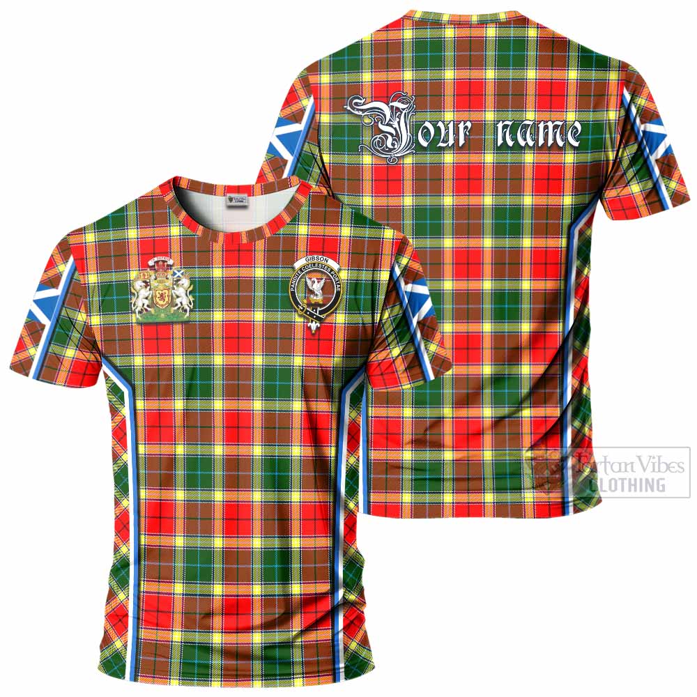 Gibson (Gibbs or Gibsone) Tartan Crest T-shirt Scotland Coat of Arm Flag Style - Tartan Vibes Clothing