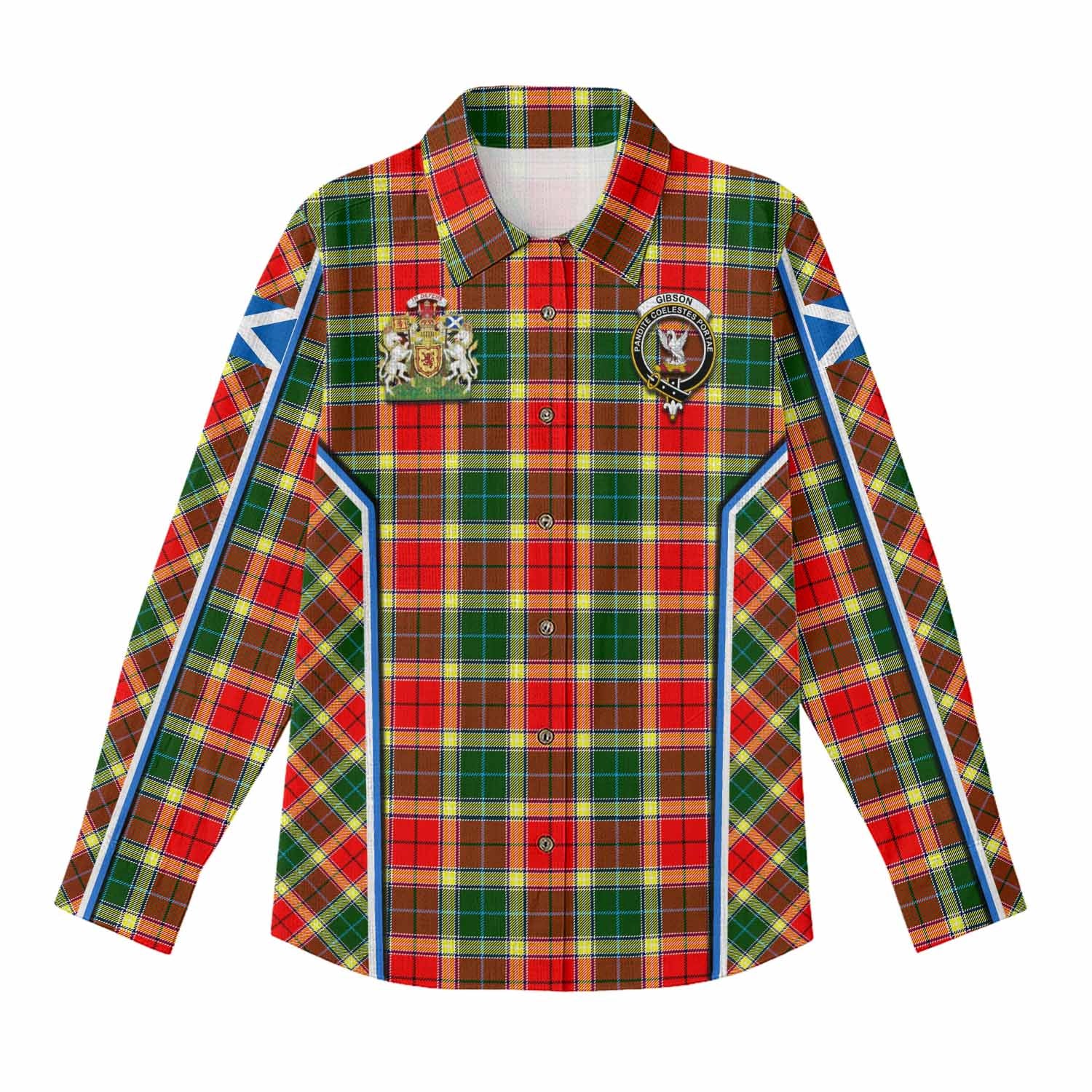 Gibson (Gibbs or Gibsone) Tartan Crest Women Casual Shirt Scotland Coat of Arm Flag Style - Tartan Vibes Clothing