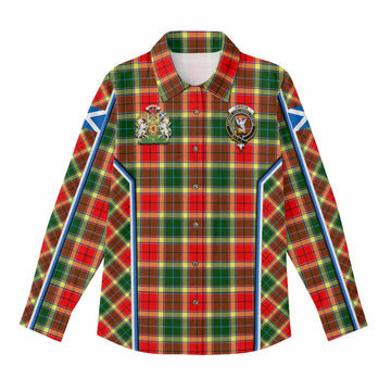 Gibson (Gibbs or Gibsone) Tartan Crest Women Casual Shirt Scotland Coat of Arm Flag Style - Tartan Vibes Clothing