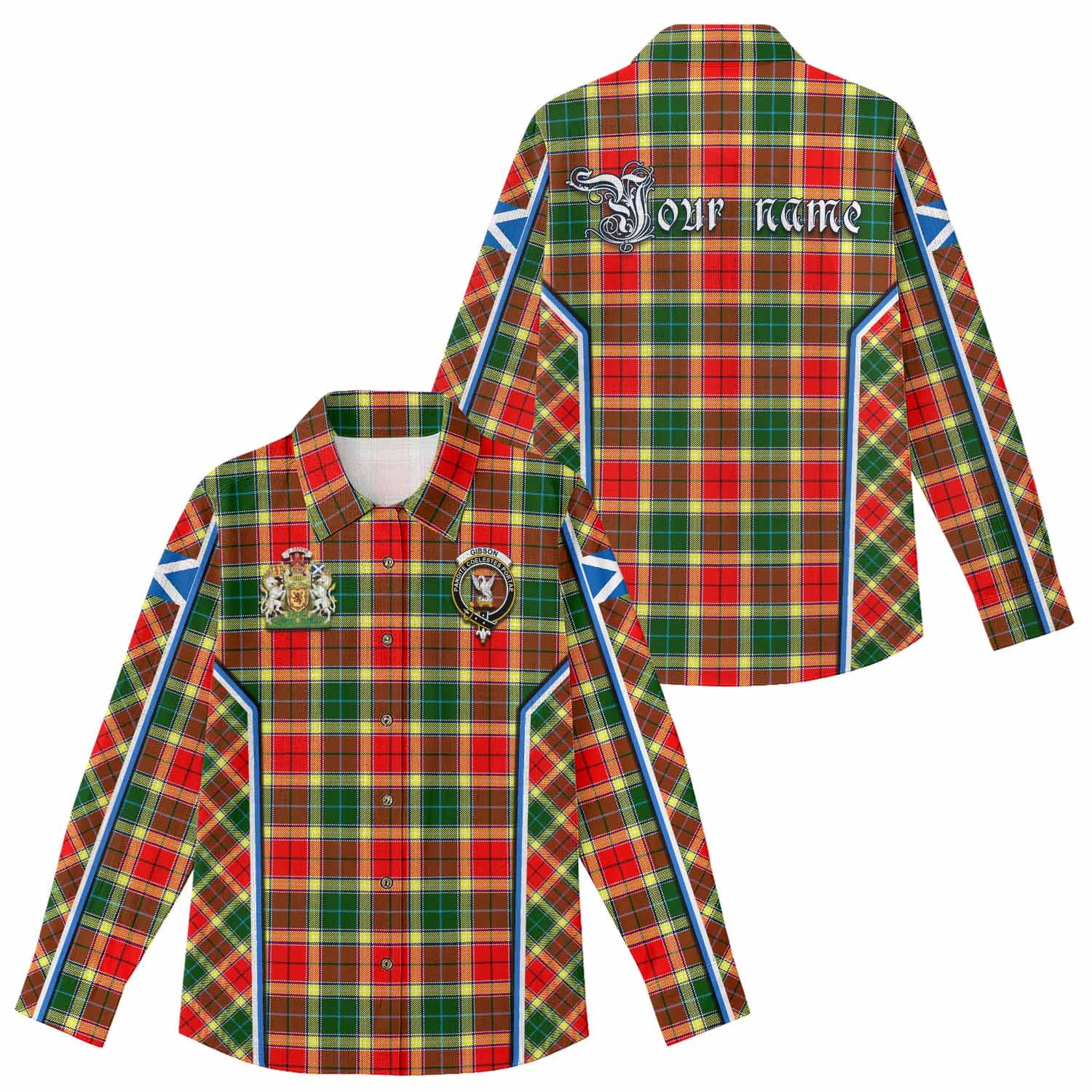Gibson (Gibbs or Gibsone) Tartan Crest Women Casual Shirt Scotland Coat of Arm Flag Style - Tartan Vibes Clothing