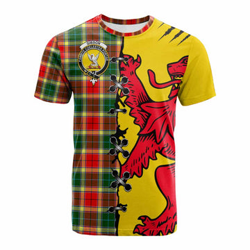 Gibson (Gibbs or Gibsone) Tartan Family Crest Cotton T-shirt Lion Rampant Honor