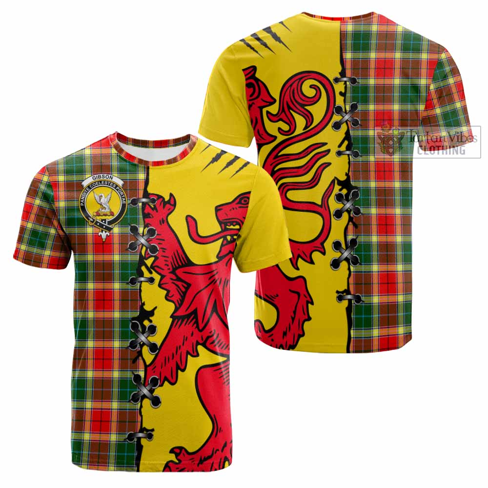 Gibson (Gibbs or Gibsone) Tartan Family Crest Cotton T-shirt Lion Rampant Honor - Tartan Vibes Clothing