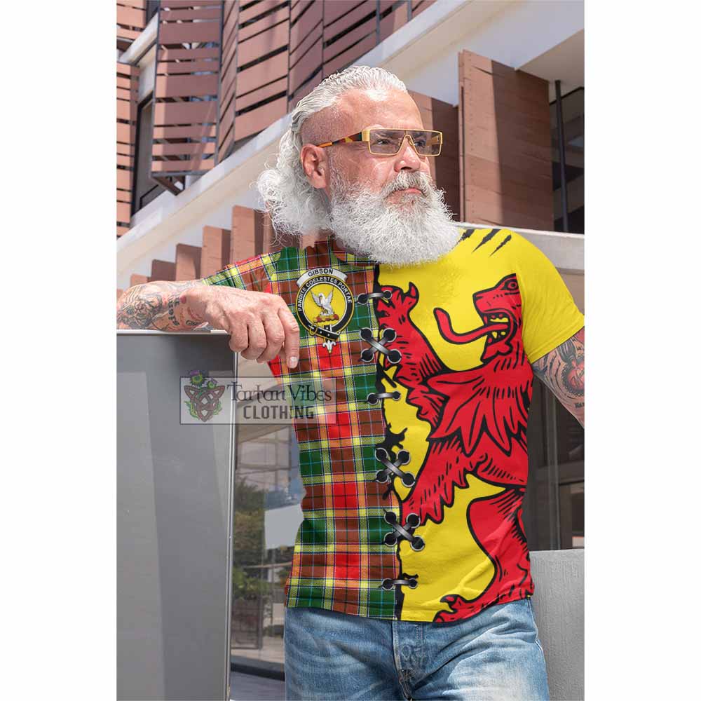 Gibson (Gibbs or Gibsone) Tartan Family Crest Cotton T-shirt Lion Rampant Honor - Tartan Vibes Clothing