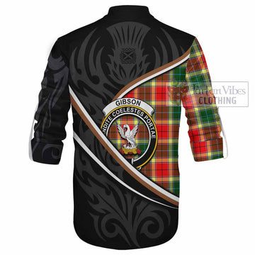 Gibson (Gibbs or Gibsone) Tartan Family Crest Ghillie Kilt Shirt Celtic Scottish Thistle Floral - Tartan Vibes Clothing