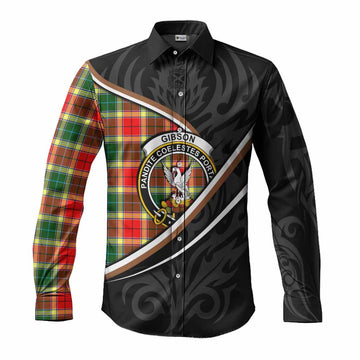 Gibson (Gibbs or Gibsone) Tartan Family Crest Long Sleeve Button Shirts Celtic Scottish Thistle Floral - Tartan Vibes Clothing