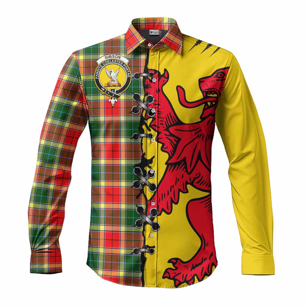 Gibson (Gibbs or Gibsone) Tartan Family Crest Long Sleeve Button Shirts Lion Rampant Honor - Tartan Vibes Clothing