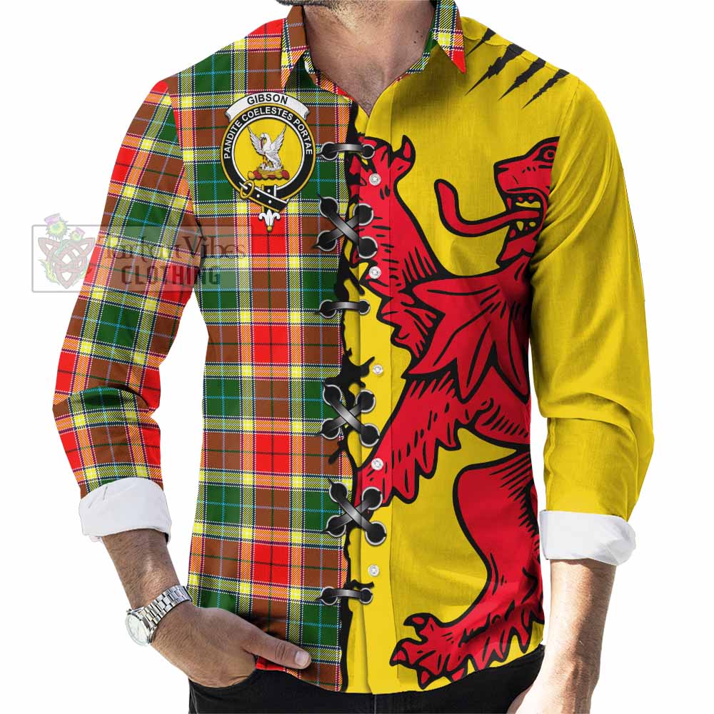 Gibson (Gibbs or Gibsone) Tartan Family Crest Long Sleeve Button Shirts Lion Rampant Honor - Tartan Vibes Clothing