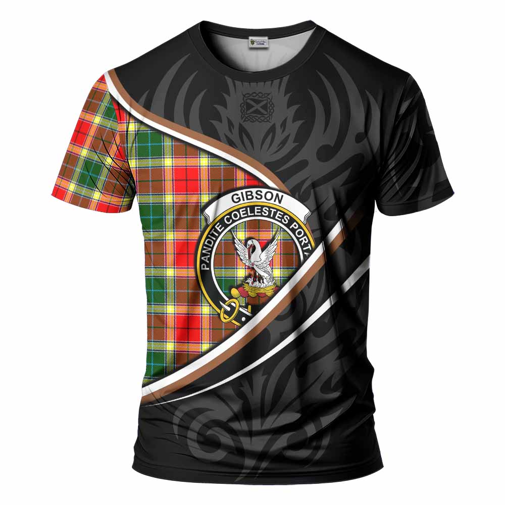 Gibson (Gibbs or Gibsone) Tartan Family Crest T-shirt Celtic Scottish Thistle Floral - Tartan Vibes Clothing