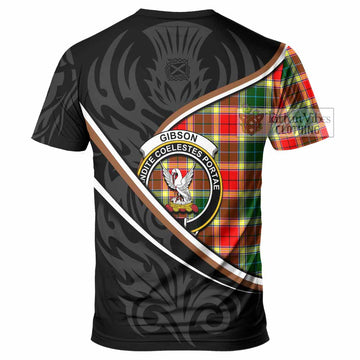 Gibson (Gibbs or Gibsone) Tartan Family Crest T-shirt Celtic Scottish Thistle Floral