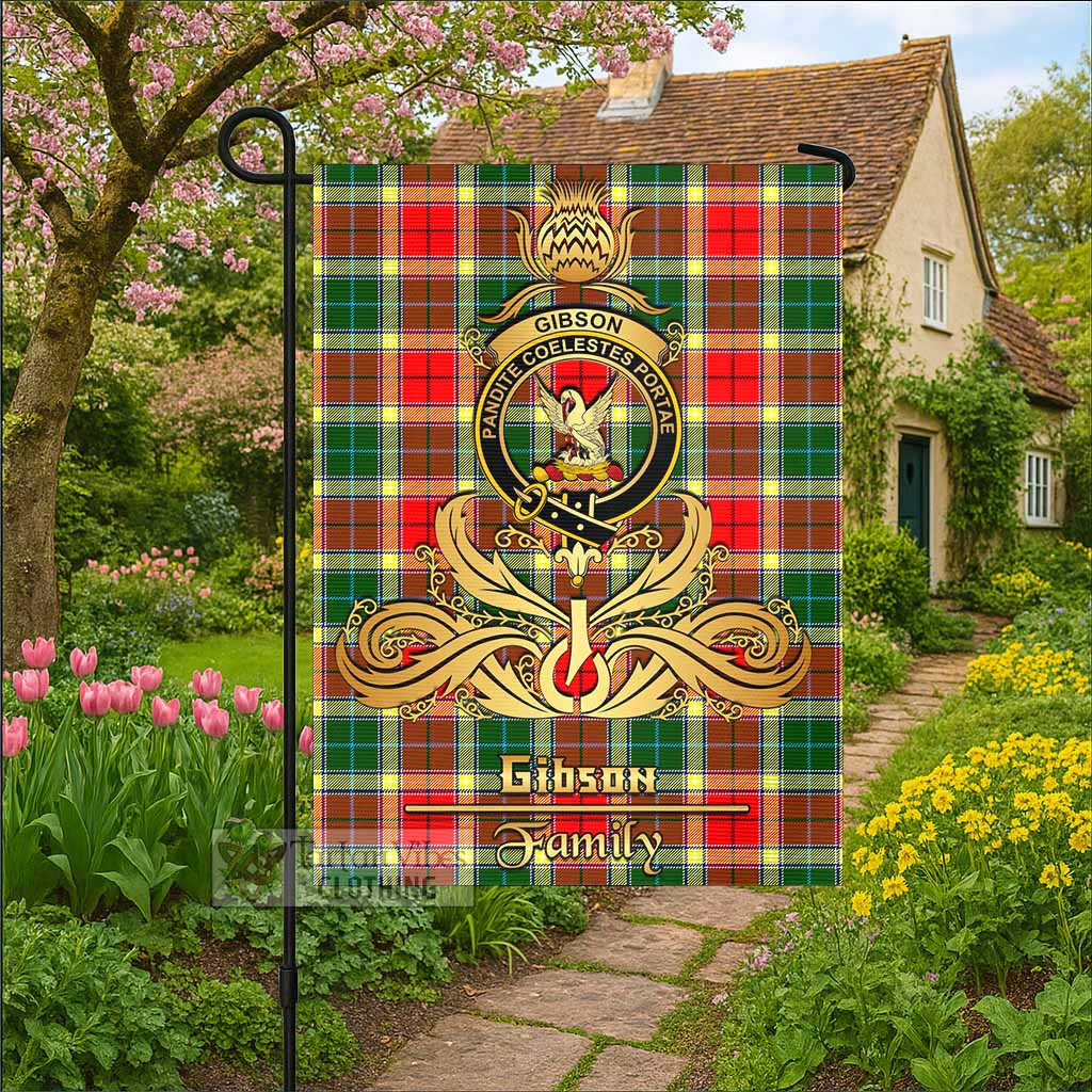 Gibson (Gibbs or Gibsone) Tartan Garden Flag with Highland Thistle Cherish Family Crest Style - Tartan Vibes Clothing