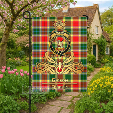 Gibson (Gibbs or Gibsone) Tartan Garden Flag with Highland Thistle Cherish Family Crest Style - Tartan Vibes Clothing