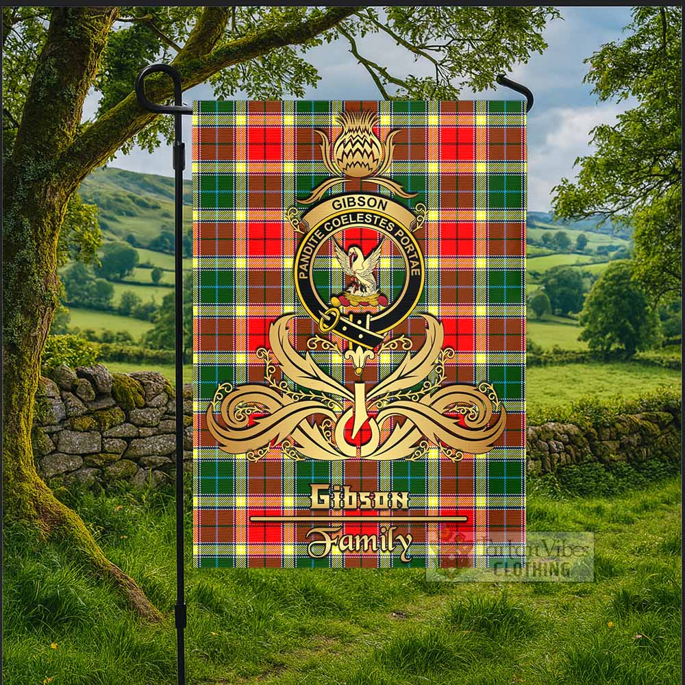 Gibson (Gibbs or Gibsone) Tartan Garden Flag with Highland Thistle Cherish Family Crest Style - Tartan Vibes Clothing