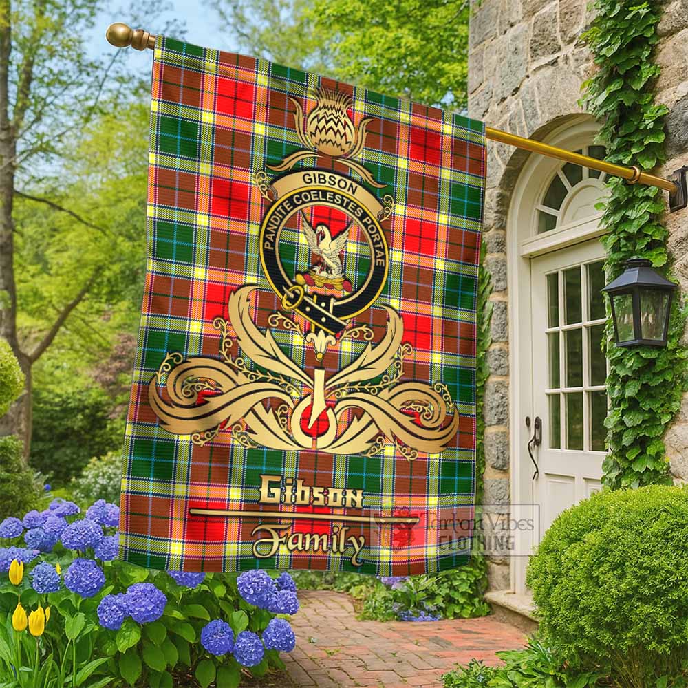 Gibson (Gibbs or Gibsone) Tartan Garden Flag with Highland Thistle Cherish Family Crest Style - Tartan Vibes Clothing