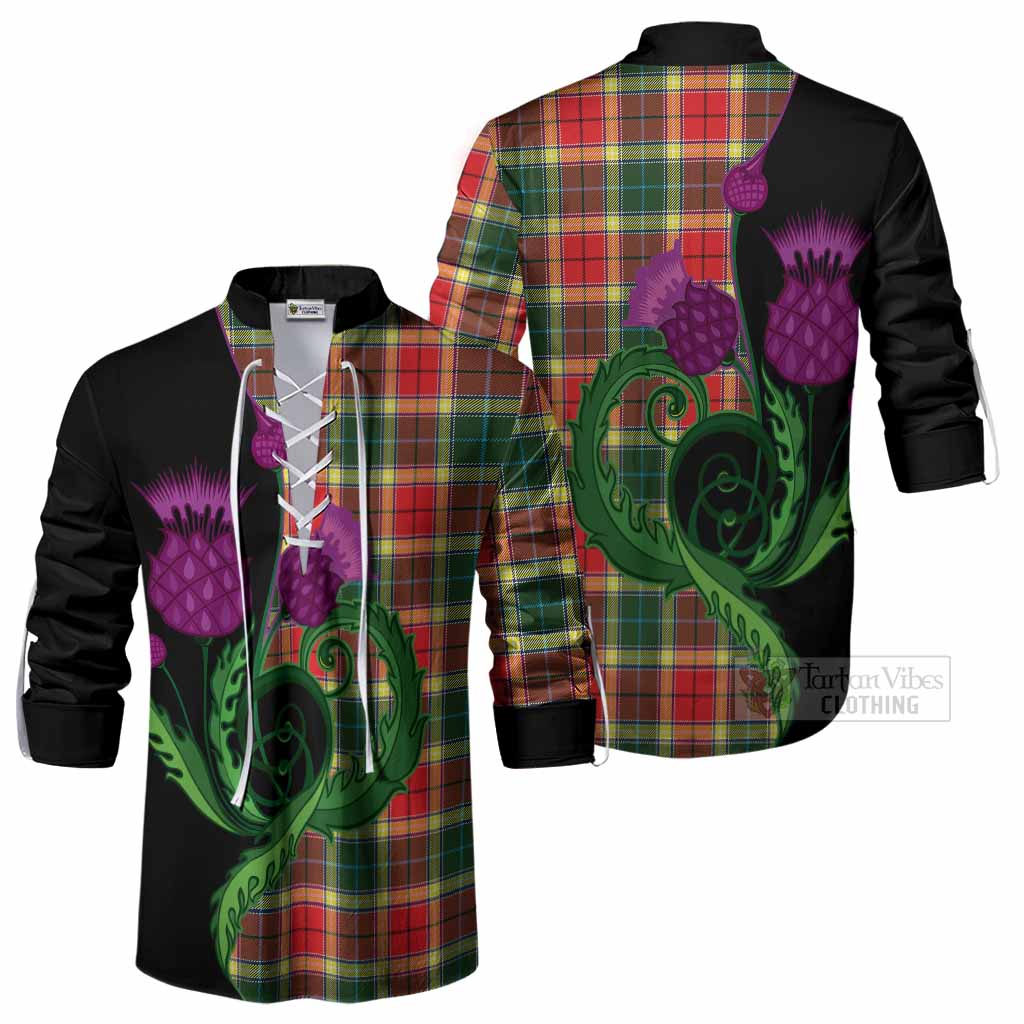 Gibson (Gibbs or Gibsone) Tartan Ghillie Shirt Traditional Scottish Thistle
