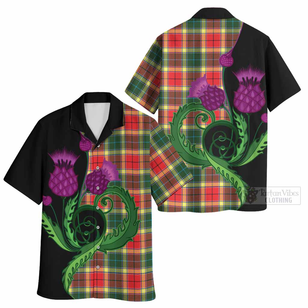 Gibson (Gibbs or Gibsone) Tartan Hawaiian Shirt Traditional Scottish Thistle
