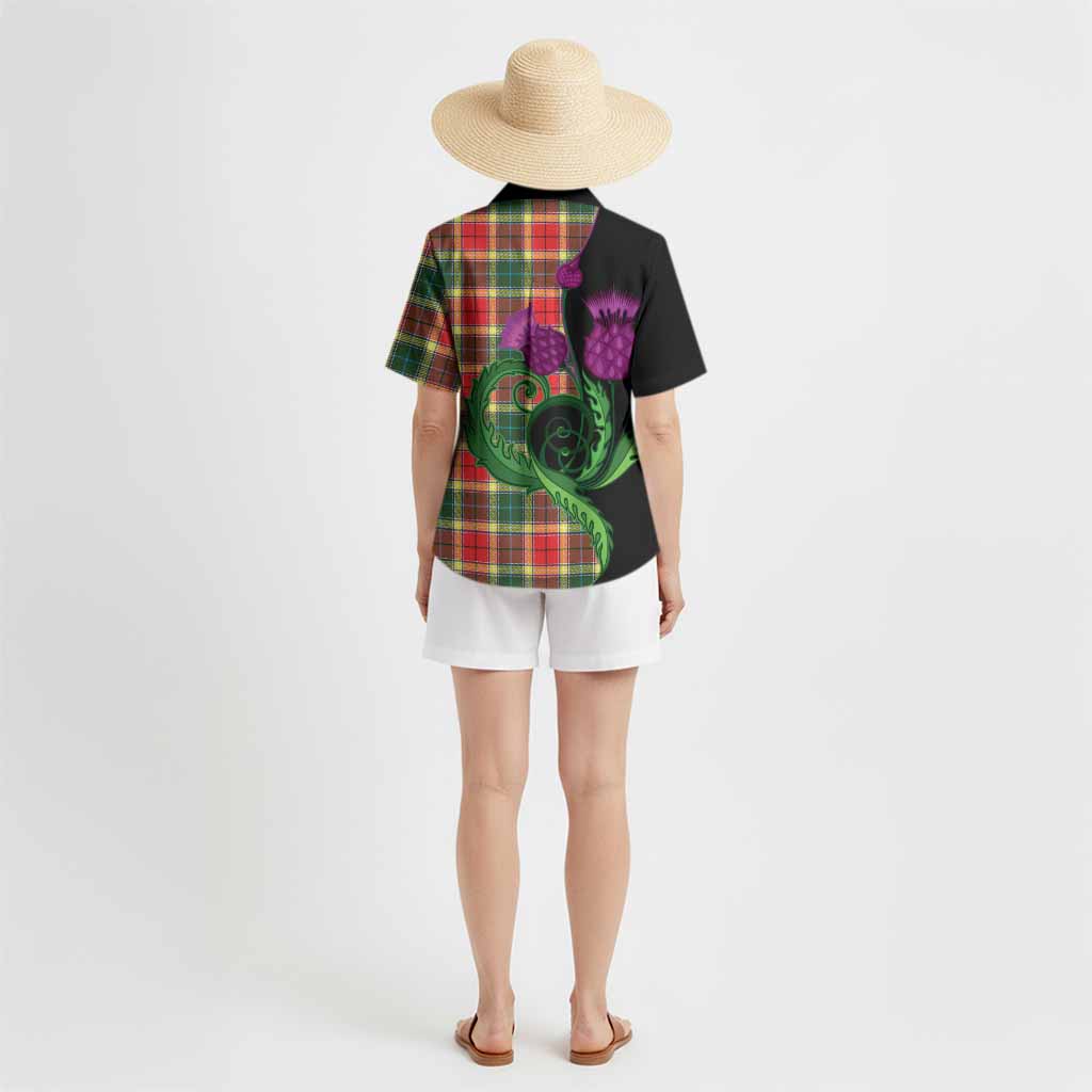 Gibson (Gibbs or Gibsone) Tartan Hawaiian Shirt Traditional Scottish Thistle