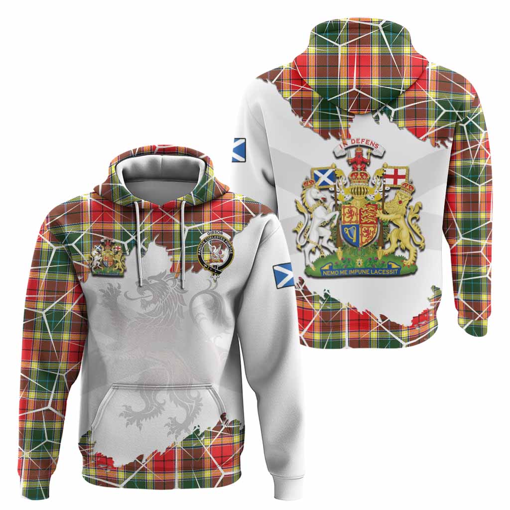Gibson (Gibbs or Gibsone) Tartan Hoodie with Family Crest and Lion Rampant Grunge Style