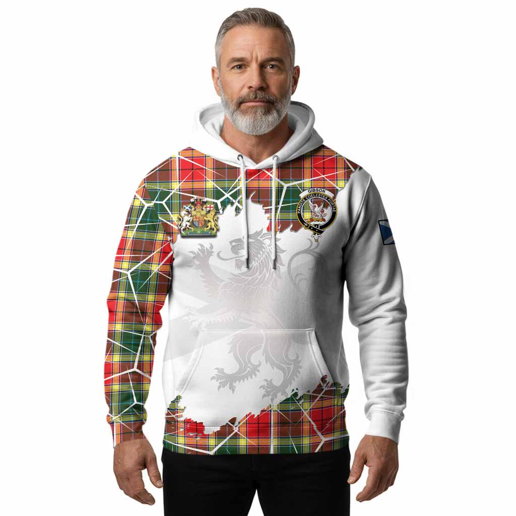 Gibson (Gibbs or Gibsone) Tartan Hoodie with Family Crest and Lion Rampant Grunge Style