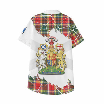 Gibson (Gibbs or Gibsone) Tartan Kid Hawaiian Shirt with Family Crest and Lion Rampant Grunge Style