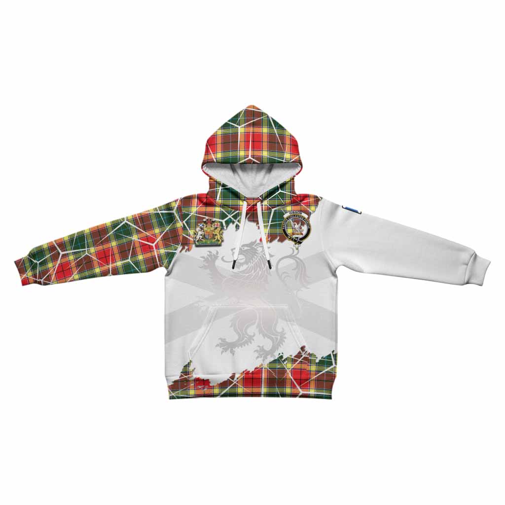 Gibson (Gibbs or Gibsone) Tartan Kid Hoodie with Family Crest and Lion Rampant Grunge Style