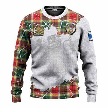 Gibson (Gibbs or Gibsone) Tartan Knitted Sweater with Family Crest and Lion Rampant Grunge Style