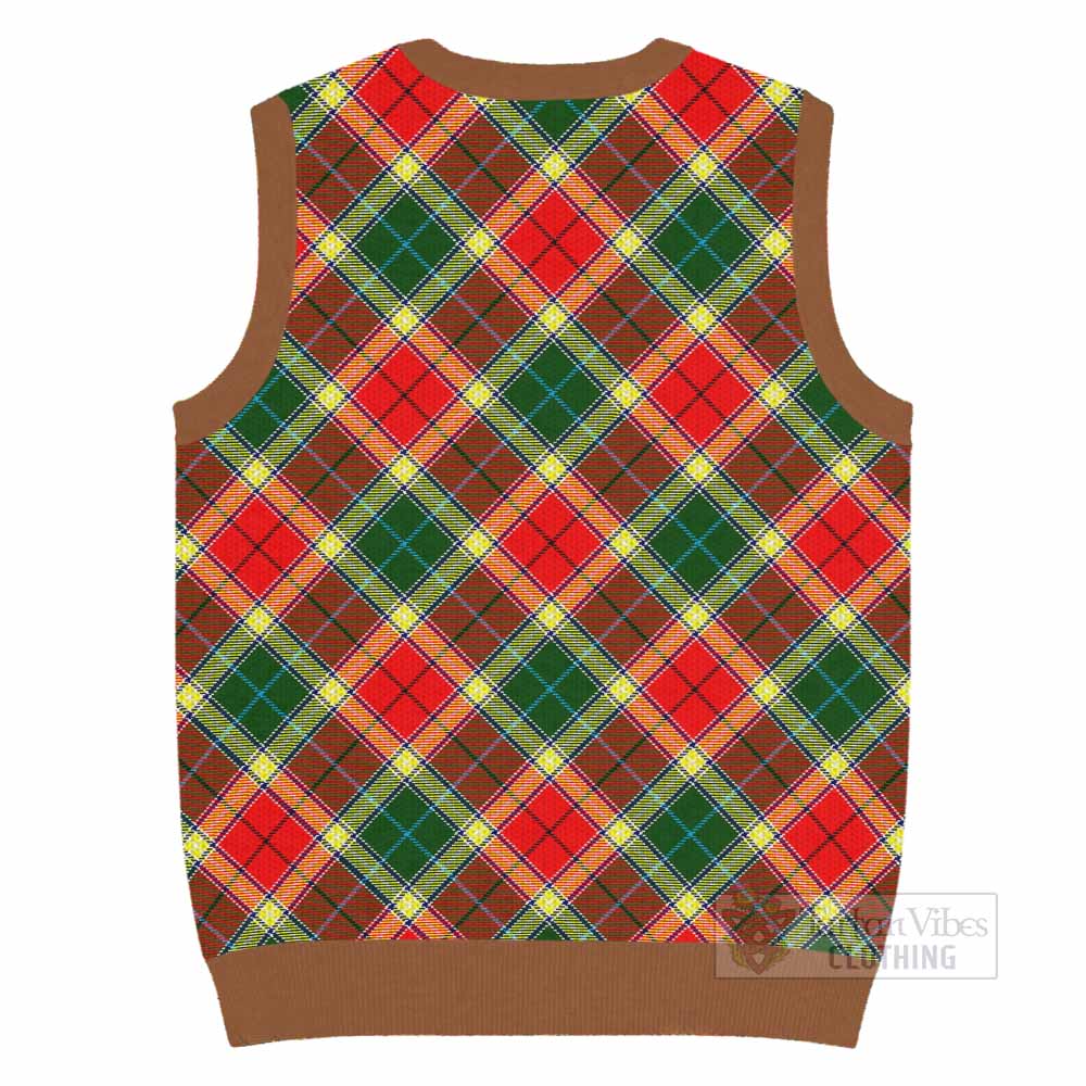 Gibson (Gibbs or Gibsone) Tartan Knitted V-Neck Vest with Family Crest Cross Style