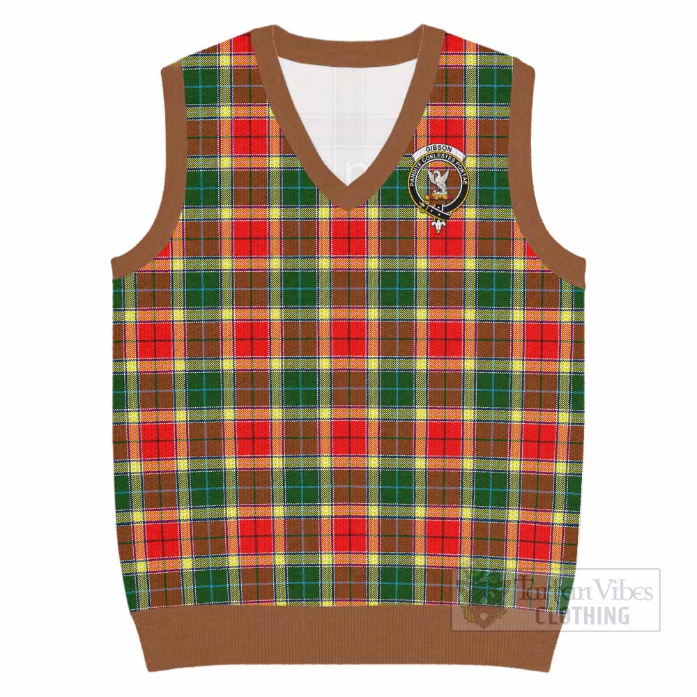 Gibson (Gibbs or Gibsone) Tartan Knitted V-Neck Vest with Family Crest - Tartan Vibes Clothing