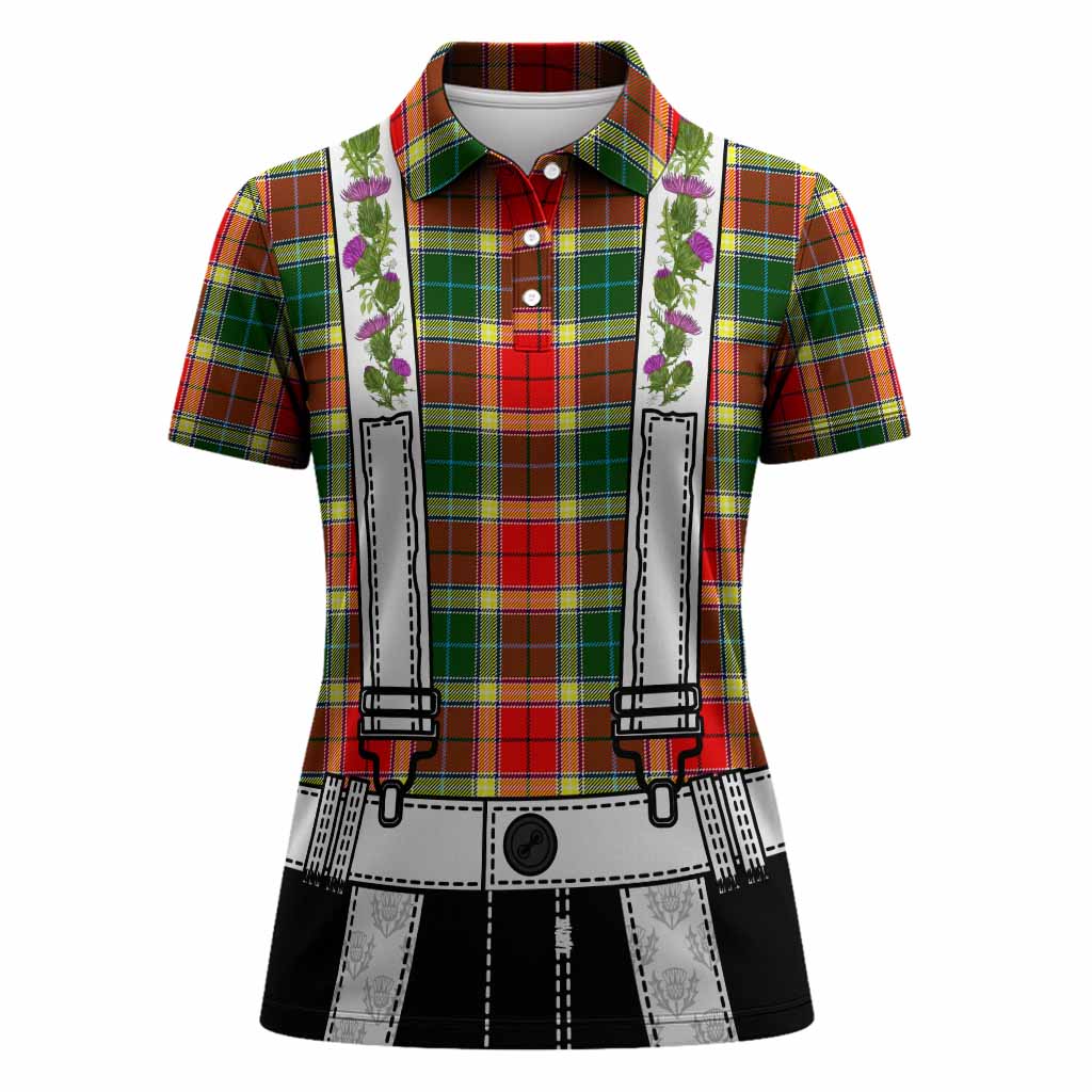 Gibson (Gibbs or Gibsone) Tartan Lederhosen Costume Women Polo Shirt Scotland Thistle Floral