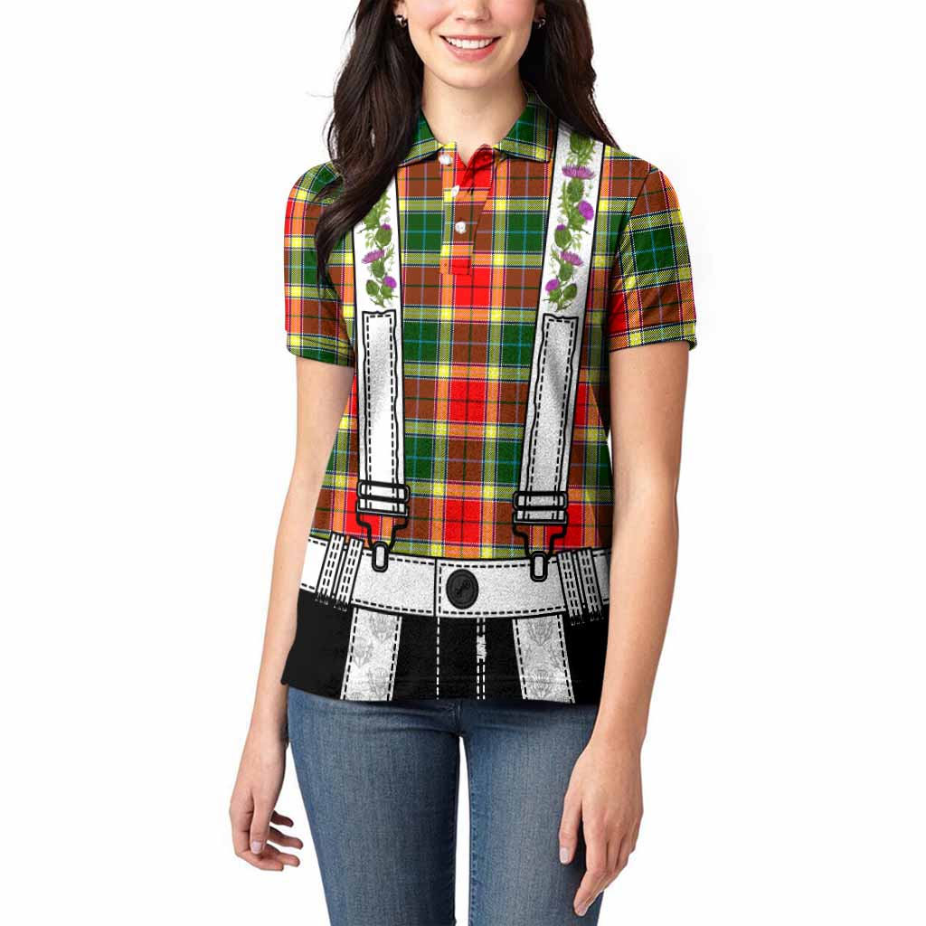 Gibson (Gibbs or Gibsone) Tartan Lederhosen Costume Women Polo Shirt Scotland Thistle Floral