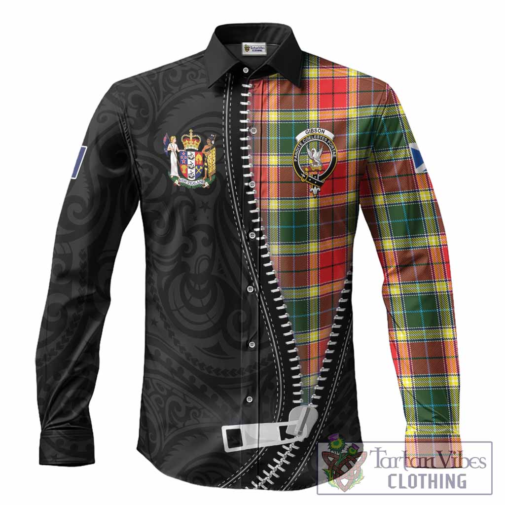 Gibson (Gibbs or Gibsone) Tartan Long Sleeve Button Shirts New Zealand Pattern Unique Zipper Stylized