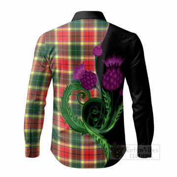 Gibson (Gibbs or Gibsone) Tartan Long Sleeve Button Shirts Traditional Scottish Thistle