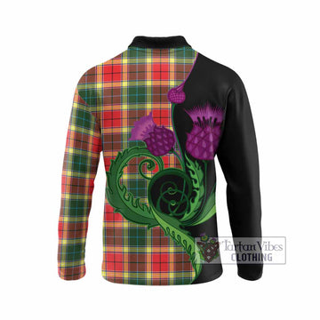 Gibson (Gibbs or Gibsone) Tartan Long Sleeve Polo Shirt Traditional Scottish Thistle
