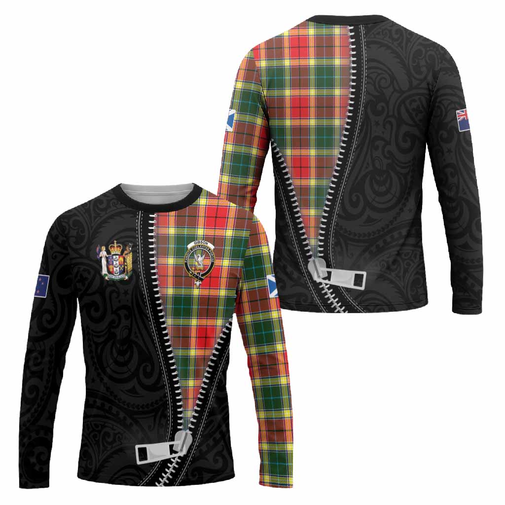 Gibson (Gibbs or Gibsone) Tartan Long Sleeve T-Shirt New Zealand Pattern Unique Zipper Stylized