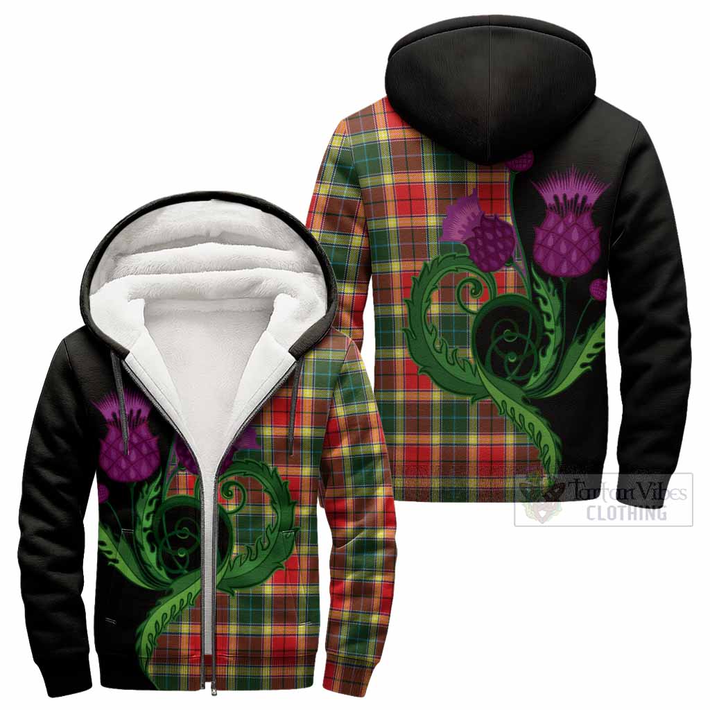 Gibson (Gibbs or Gibsone) Tartan Sherpa Hoodie Traditional Scottish Thistle