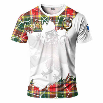 Gibson (Gibbs or Gibsone) Tartan T-Shirt with Family Crest and Lion Rampant Grunge Style
