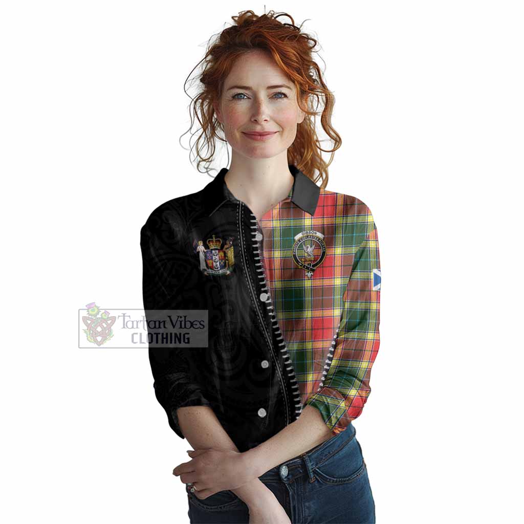 Gibson (Gibbs or Gibsone) Tartan Women Casual Shirt New Zealand Pattern Unique Zipper Stylized