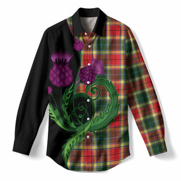 Gibson (Gibbs or Gibsone) Tartan Women Casual Shirt Traditional Scottish Thistle