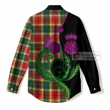 Gibson (Gibbs or Gibsone) Tartan Women Casual Shirt Traditional Scottish Thistle